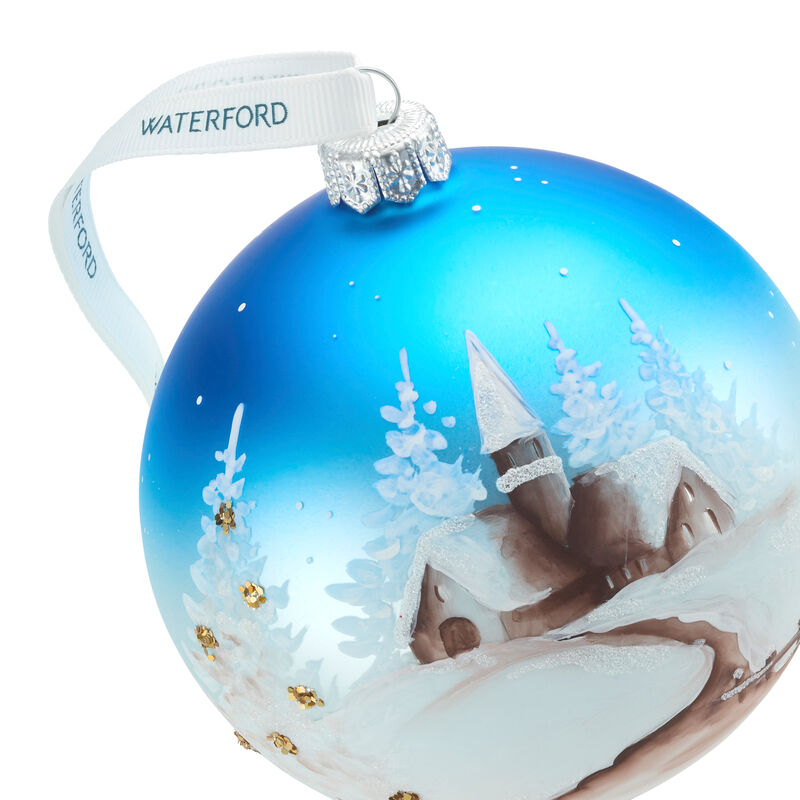 Waterford Crystal &quot;Holiday Heirlooms&quot; Glass Winter Scene Ornament  image number 1