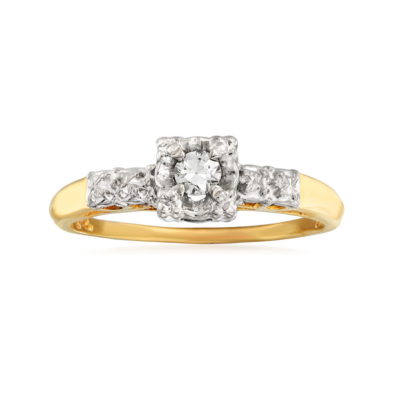 C. 1960 Vintage .15 ct. t.w. Diamond Ring in 14kt Two-Tone Gold. Size 8.5 image number 0