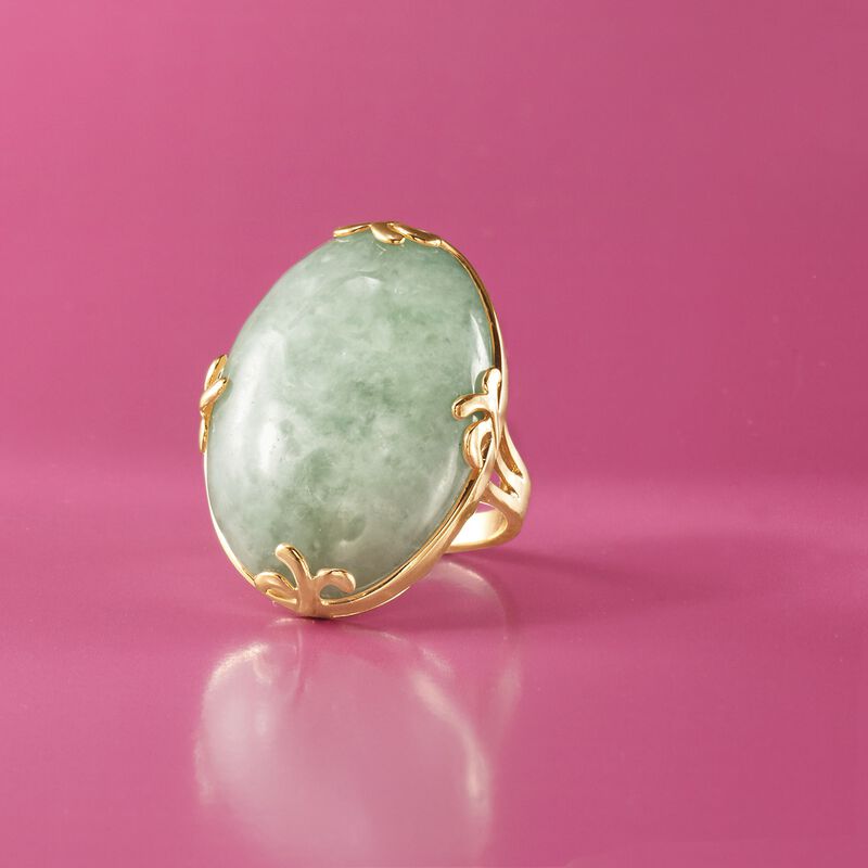 Jade Ring in 18kt Gold Over Sterling image number 3