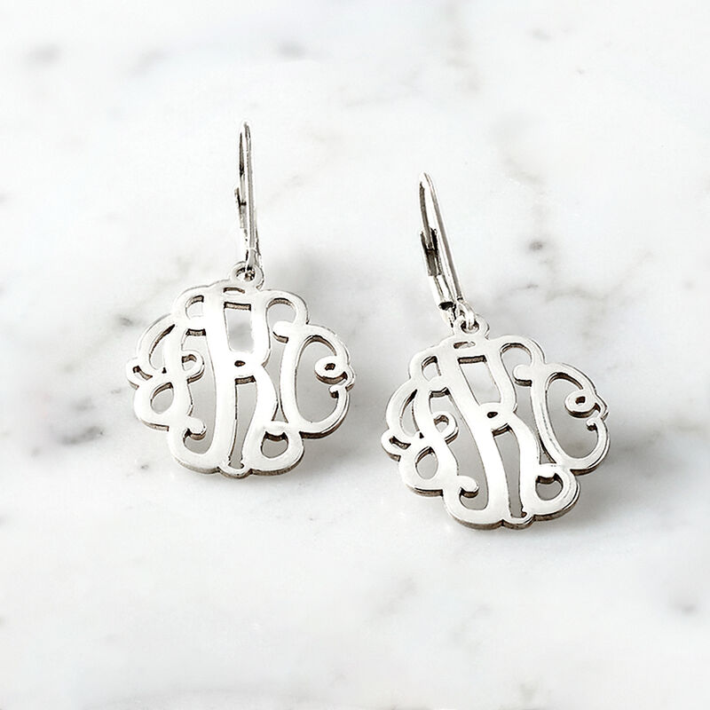 Sterling Silver Personalized Monogram Drop Earrings  image number 2