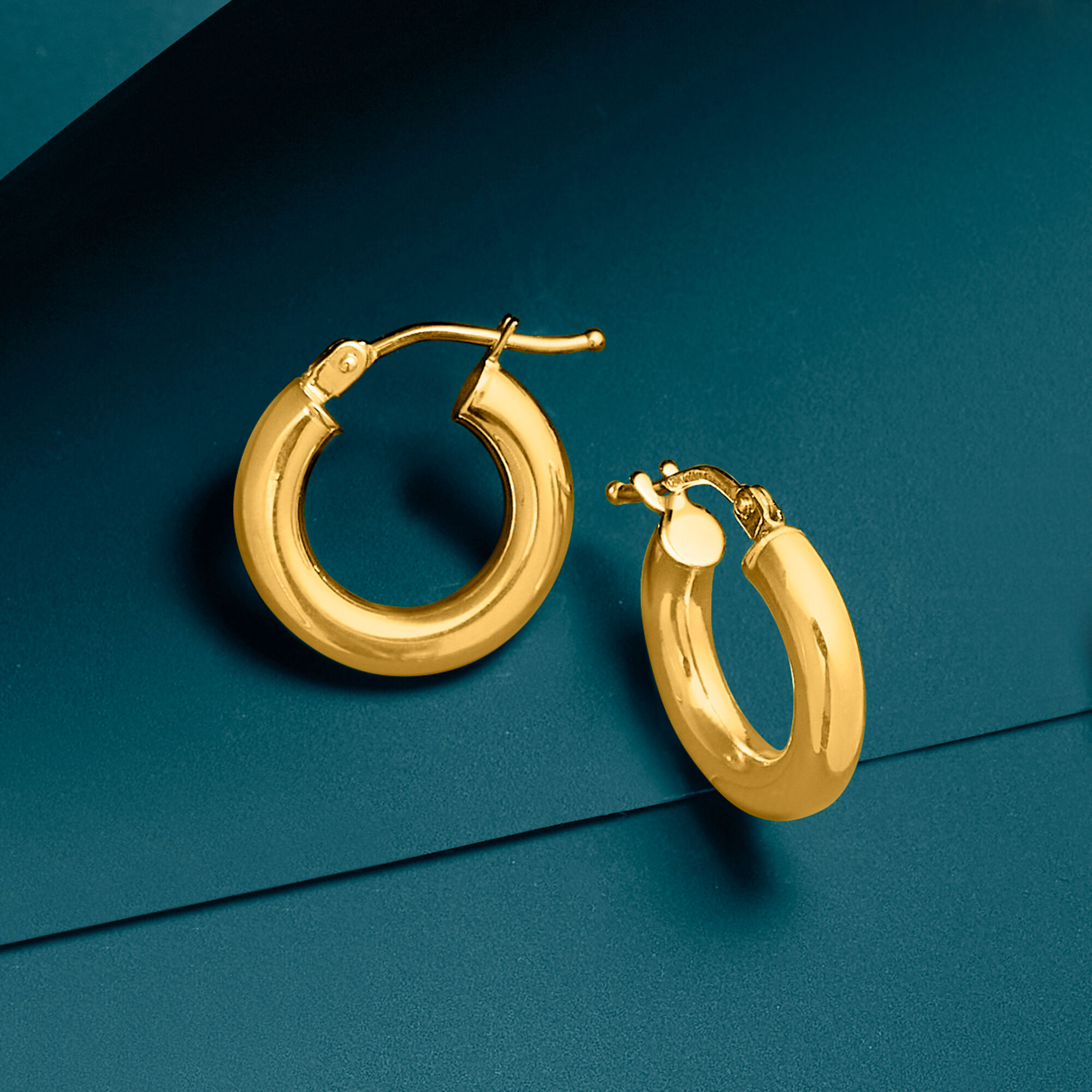 Ross Simons Italian 3mm 18kt Yellow Gold Huggie Hoop Earrings. 1 2