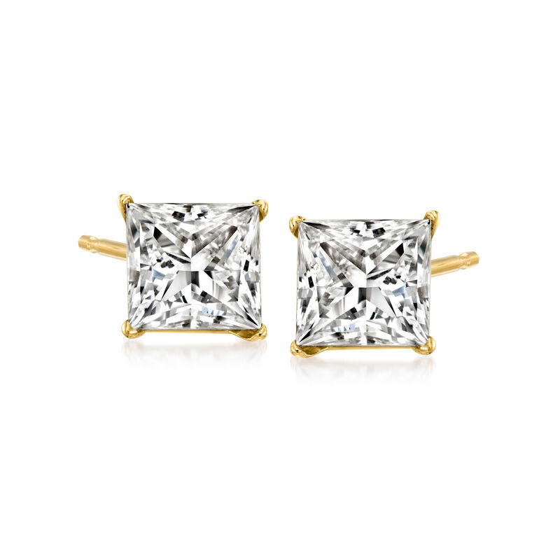 3.00 ct. t.w. Princess-Cut Lab-Grown Diamond Stud Earrings in 14kt Yellow Gold  image number 0