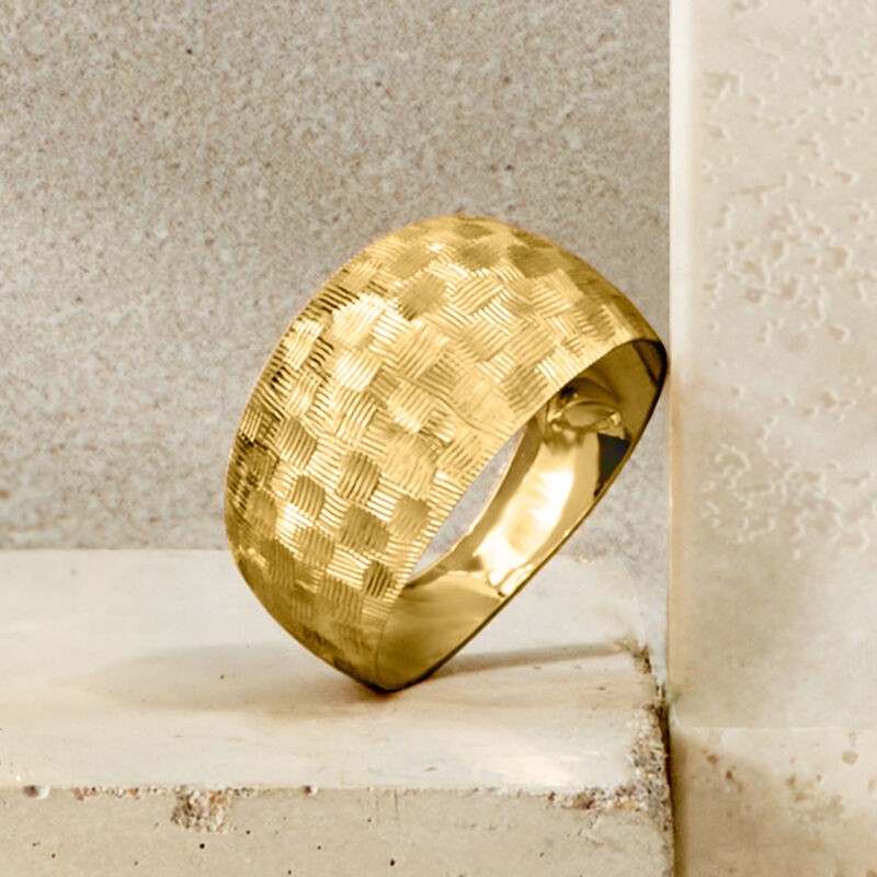 Italian 14kt Yellow Gold Basketweave-Pattern Ring. Size 8 image number 3