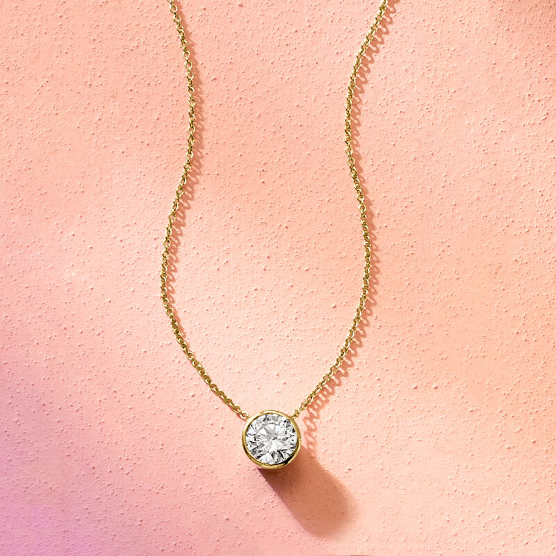 1.00 Carat Bezel-Set Lab-Grown Diamond Necklace in 14kt Yellow Gold image number 5