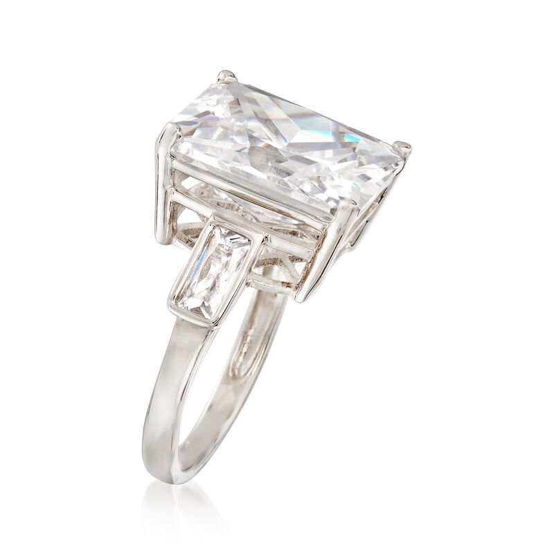 10.50 ct. t.w. Rectangular CZ Ring in Sterling Silver image number 2