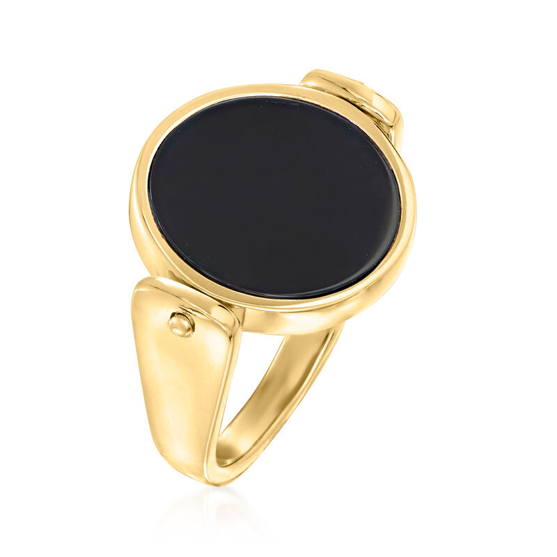 Italian Black Onyx and Lapis Flip Ring in 18kt Gold Over Sterling image number 4