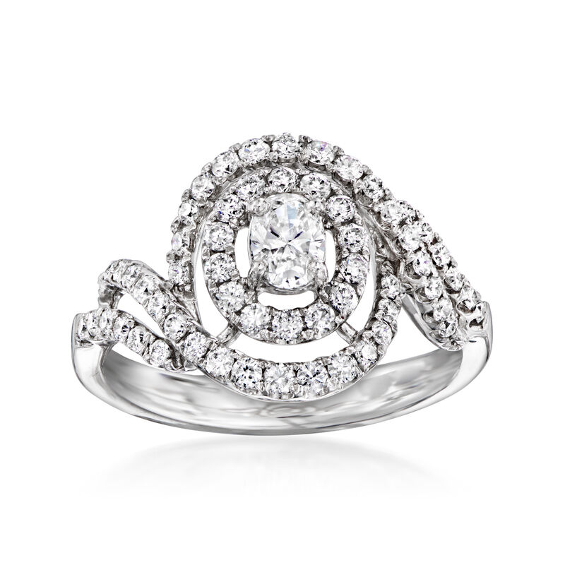 C. 1990 Vintage 1.03 ct. t.w. Diamond Swirl Ring in 18kt White Gold. Size 7 image number 0