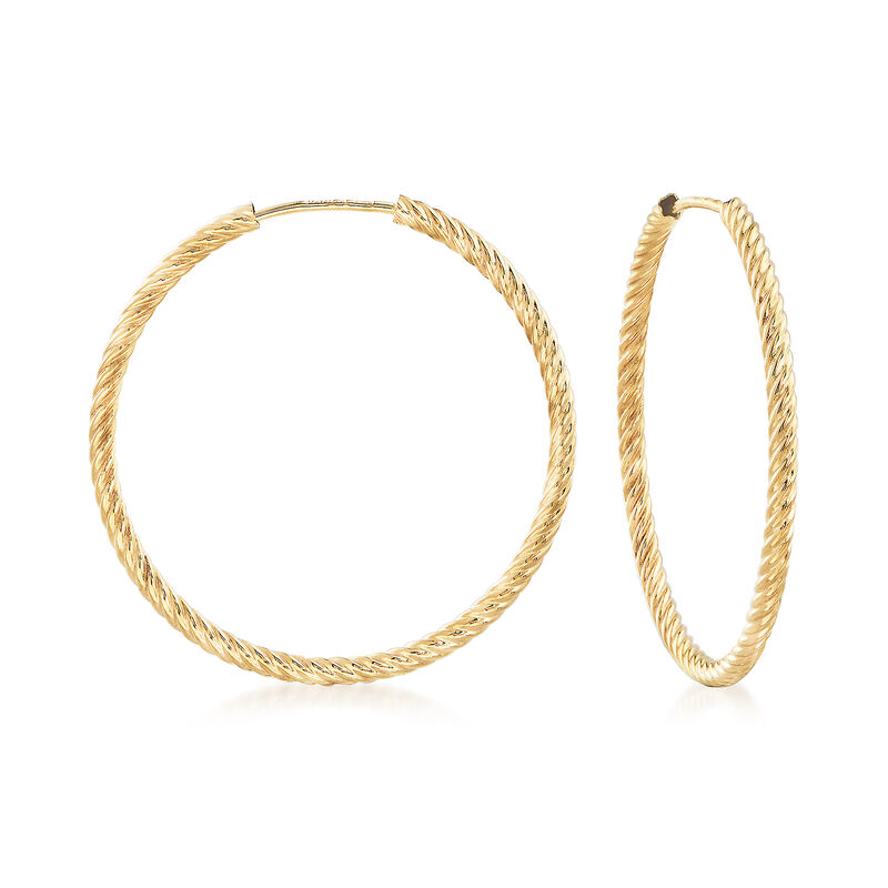 Small 14kt Yellow Gold Roped Hoop Earrings image number 0