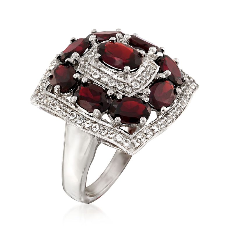 4.70 ct. t.w. Garnet and .60 ct. t.w. White Topaz Ring in Sterling Silver image number 2