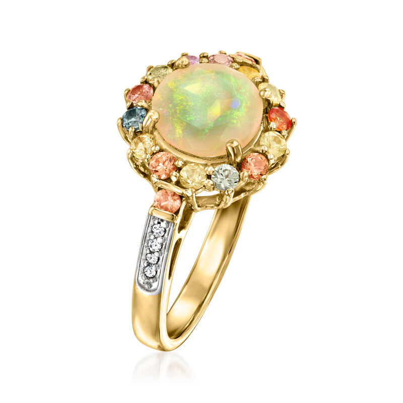 Ethiopian Opal and Multicolored Sapphire Ring with