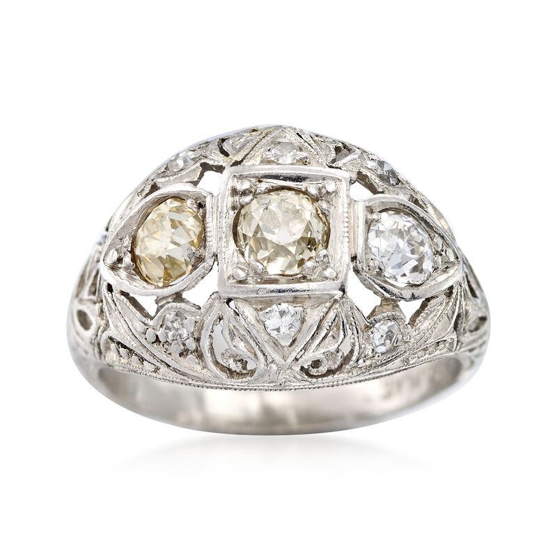 C. 1920 Vintage .72 ct. t.w. Diamond Dome Ring in Platinum. Size 4.5 image number 0