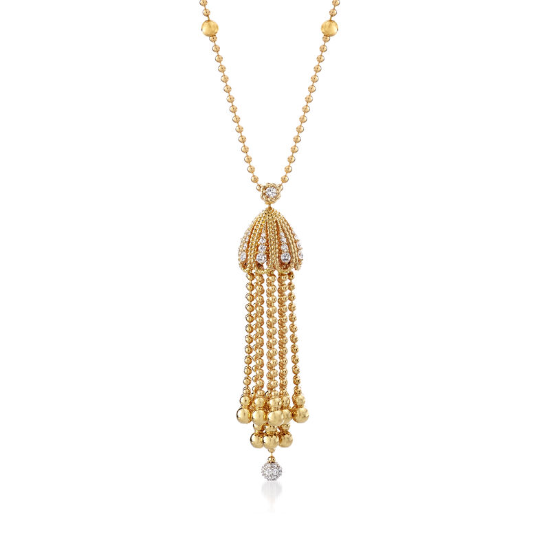 Roberto Coin &quot;Barocco&quot; 1.00 ct. t.w. Diamond  Tassel Pendant Necklace in 18kt Yellow Gold. 29.5&quot; image number 1