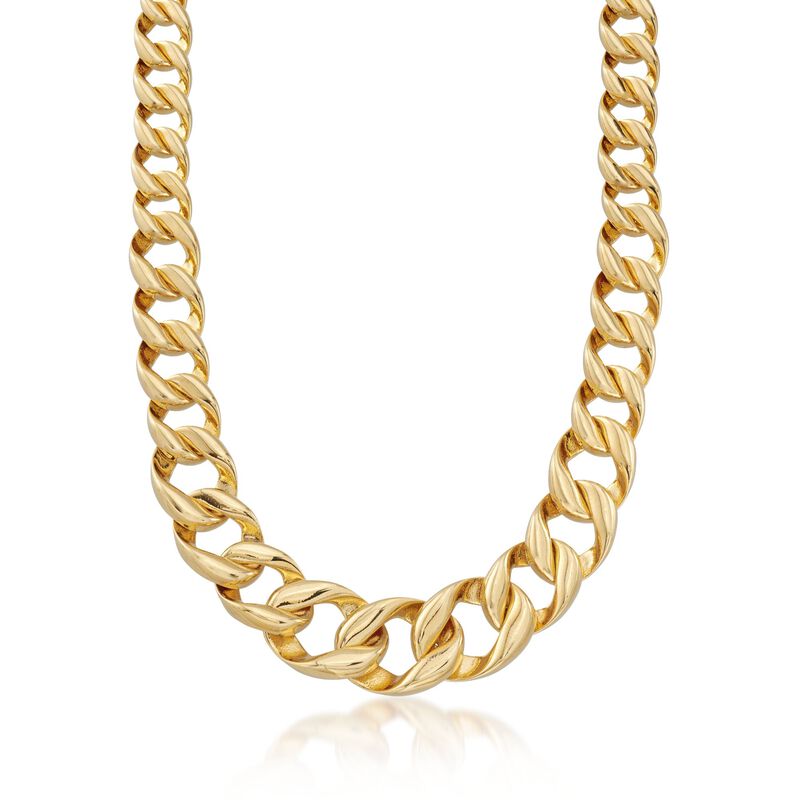 Italian Andiamo 14kt Yellow Gold Graduated Curb-Link Necklace image number 0