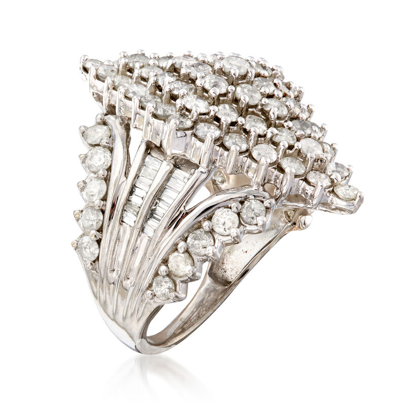 C. 1980 Vintage 3.85 ct. t.w. Diamond Cluster Ring in 14kt White Gold image number 2