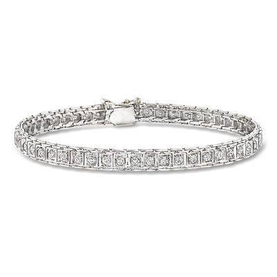 C. 1980 Vintage 1.25 ct. t.w. Diamond Tennis Bracelet in 14kt White Gold