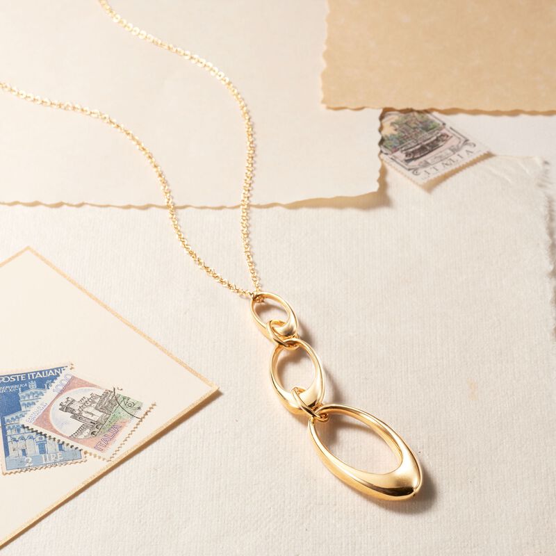 Italian 14kt Yellow Gold Graduated Oval-Link Drop Necklace in 14kt Gold image number 3