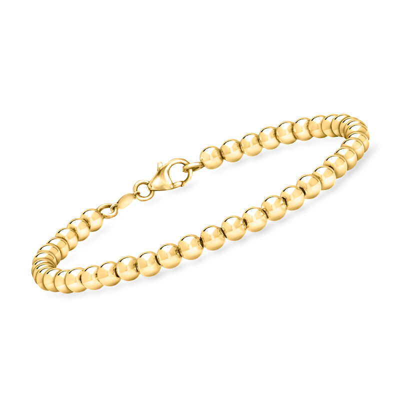 Italian 4mm 14kt Yellow Gold Bead Bracelet image number 0