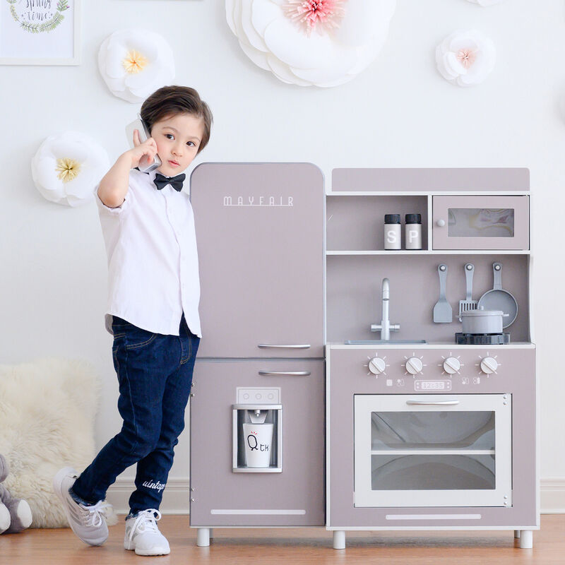 Teamson Kids &quot;Little Chef&quot; Mayfair Retro Play Kitchen in Grey image number 4