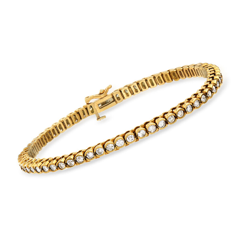 C. 1980 Vintage 3.00 ct. t.w. Diamond Line Bracelet in 14kt Yellow Gold. 7&quot; image number 0