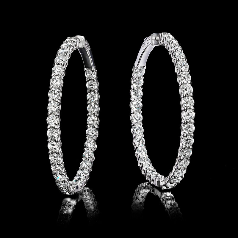 10.00 ct. t.w. Lab-Grown Diamond Inside-Outside Hoop Earrings in 14kt White Gold. 1 3/4" image number 2