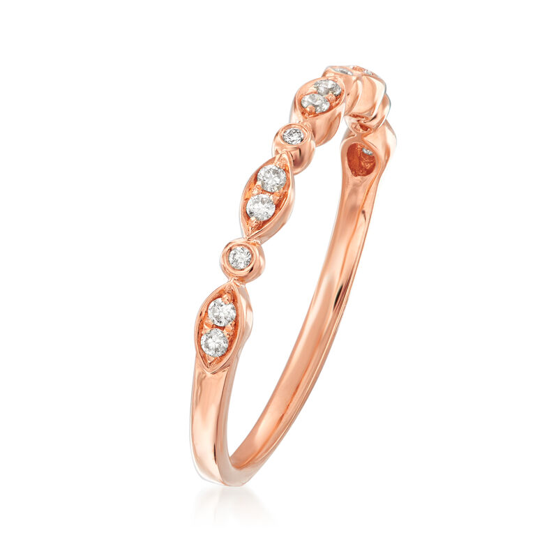 Henri Daussi .11 ct. t.w. Diamond Wedding Ring in 18kt Rose Gold image number 2