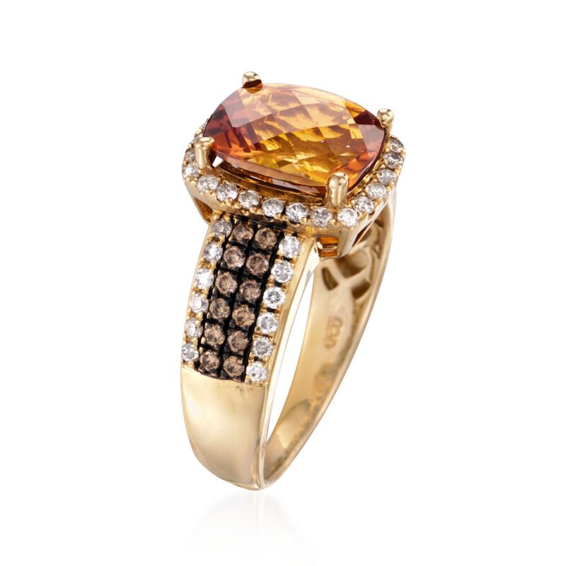2.50 Carat Madeira Citrine and .88 ct. t.w. Diamond Ring in 14kt Yellow Gold image number 2
