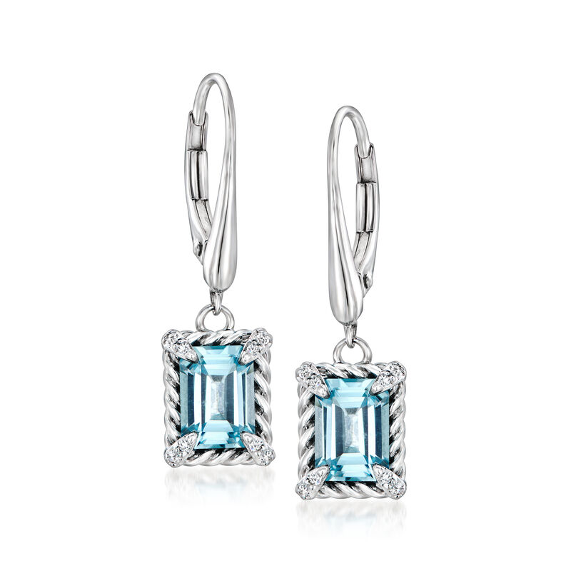 2.60 ct. t.w. Sky Blue Topaz Drop Earrings with White Topaz in Sterling Silver  image number 0