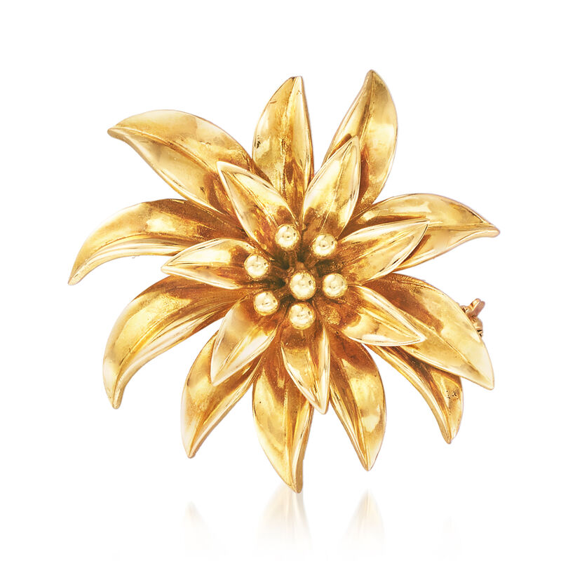 C. 1970 Vintage Tiffany Jewelry 18kt Yellow Gold Flower Pin image number 0