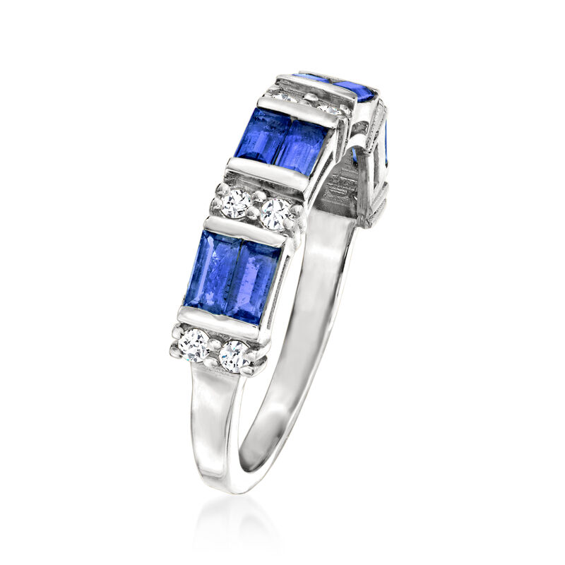 1.10 ct. t.w. Sapphire and .20 ct. t.w. Diamond Ring in 14kt White Gold image number 2