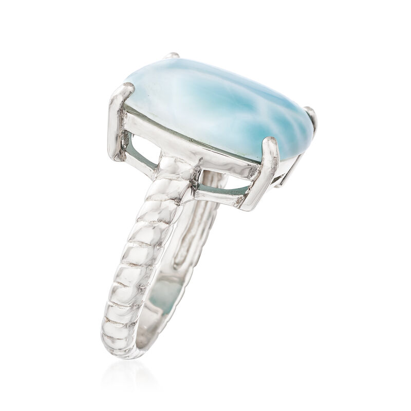 16mm Larimar Roped Sterling Silver Ring image number 2