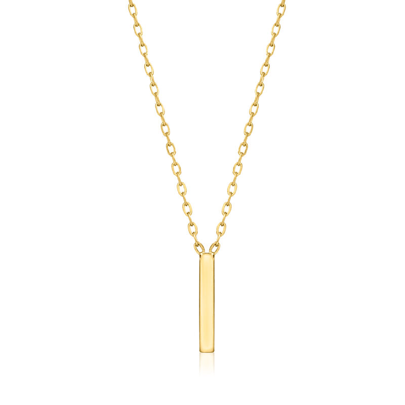 I - Italian 14kt Yellow Gold Initial Necklace. 16&quot;  image number 0