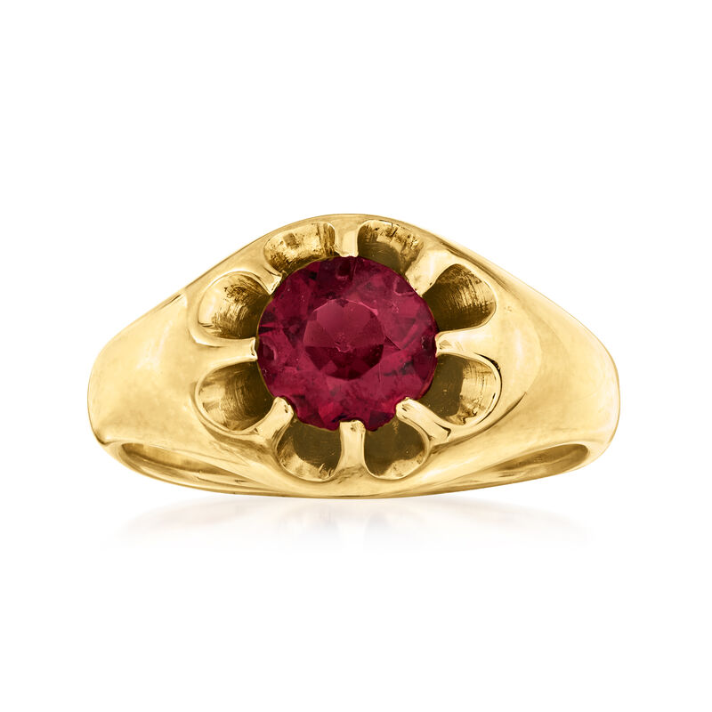 C. 1970 Vintage 1.10 Carat Rhodolite Garnet Ring in 14kt Yellow Gold. Size 7 image number 0