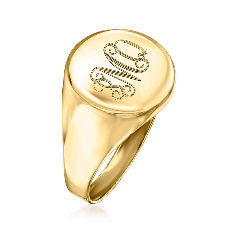 Italian 14kt Yellow Gold Personalized Circle Signet Ring image number 2