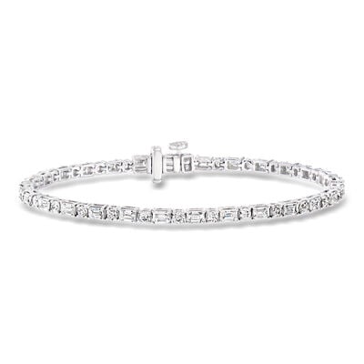 5.00 ct. t.w. Round and Emerald-Cut Lab-Grown Diamond Tennis Bracelet in 14kt White Gold