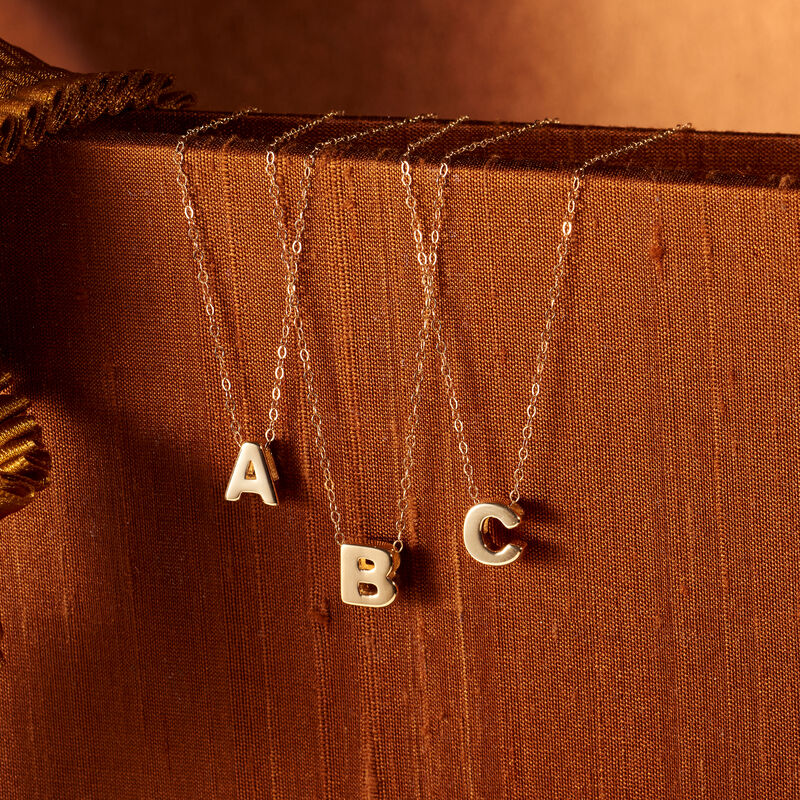 14kt Yellow Gold Mini Initial Necklace image number 2