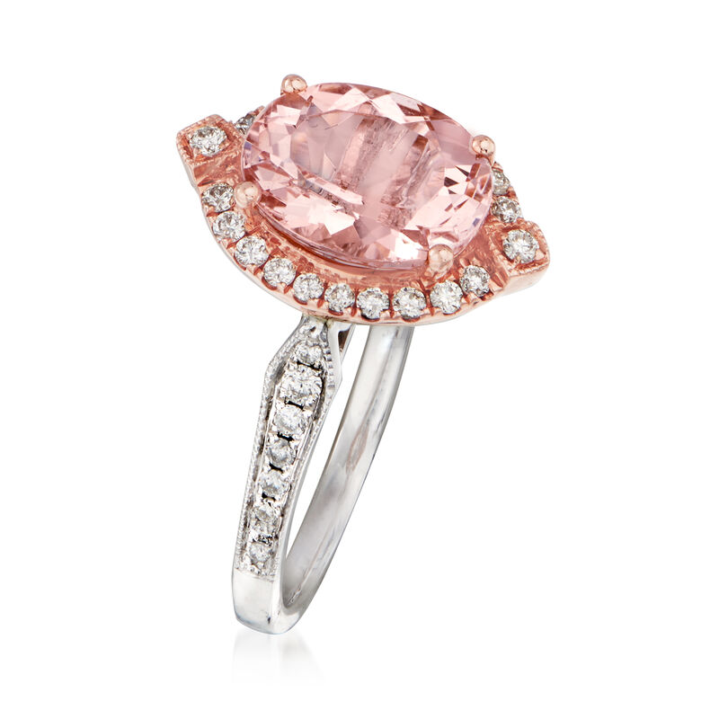2.40 Carat Morganite and .33 ct. t.w. Diamond Ring in 14kt Two-Tone Gold image number 2