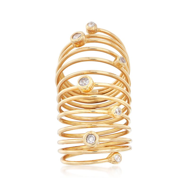 Italian .43 ct. t.w. Bezel-Set CZ Coil Ring in 18kt Gold Over Sterling image number 0