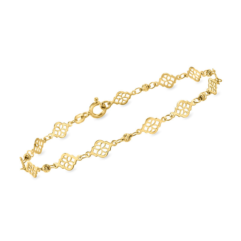 Italian 10kt Yellow Gold Ricami Floral Station Bracelet image number 0