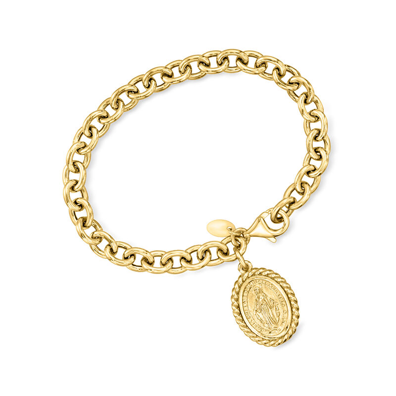 Italian 18kt Gold Over Sterling Miraculous Medal Charm Bracelet image number 0