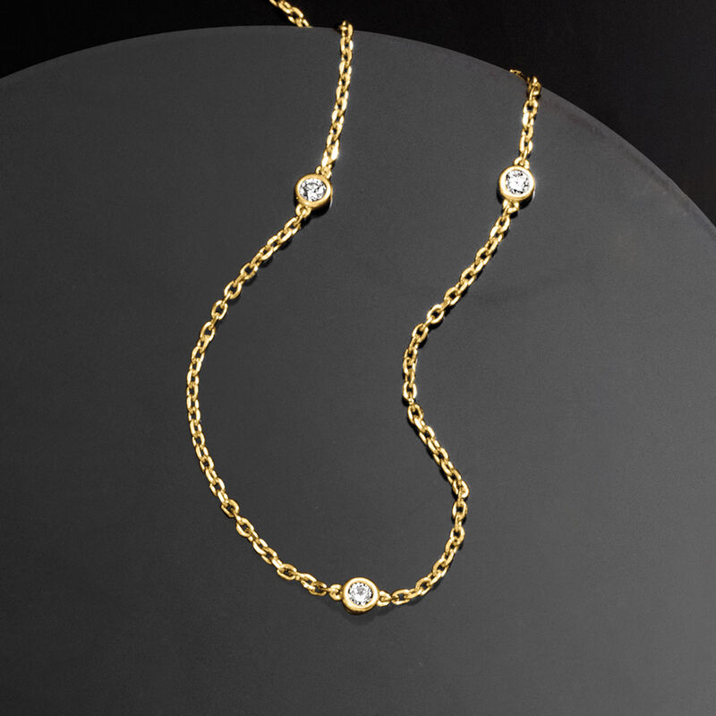 .33 ct. t.w. Lab-Grown Diamond Station Necklace in 18kt Gold Over Sterling image number 3