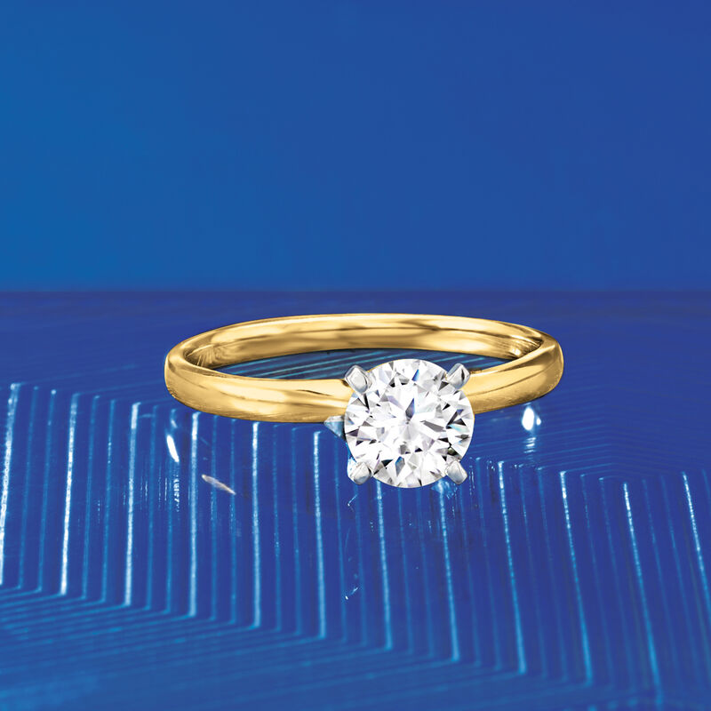 1.00 Carat Diamond Solitaire Ring in 14kt Two-Tone Gold. Size 7 image number 3