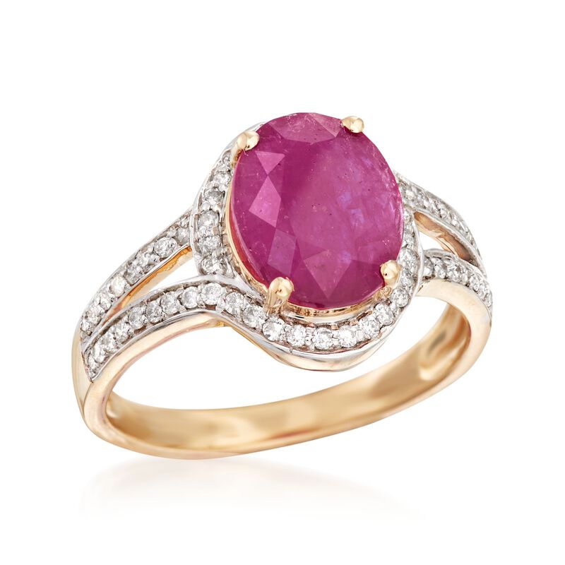 2.60 Carat Ruby and .31 ct. t.w. Diamond Ring in 14kt Yellow Gold image number 3