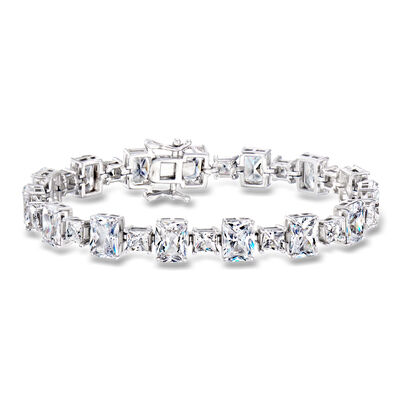30.50 ct. t.w. CZ Tennis Bracelet in Sterling Silver