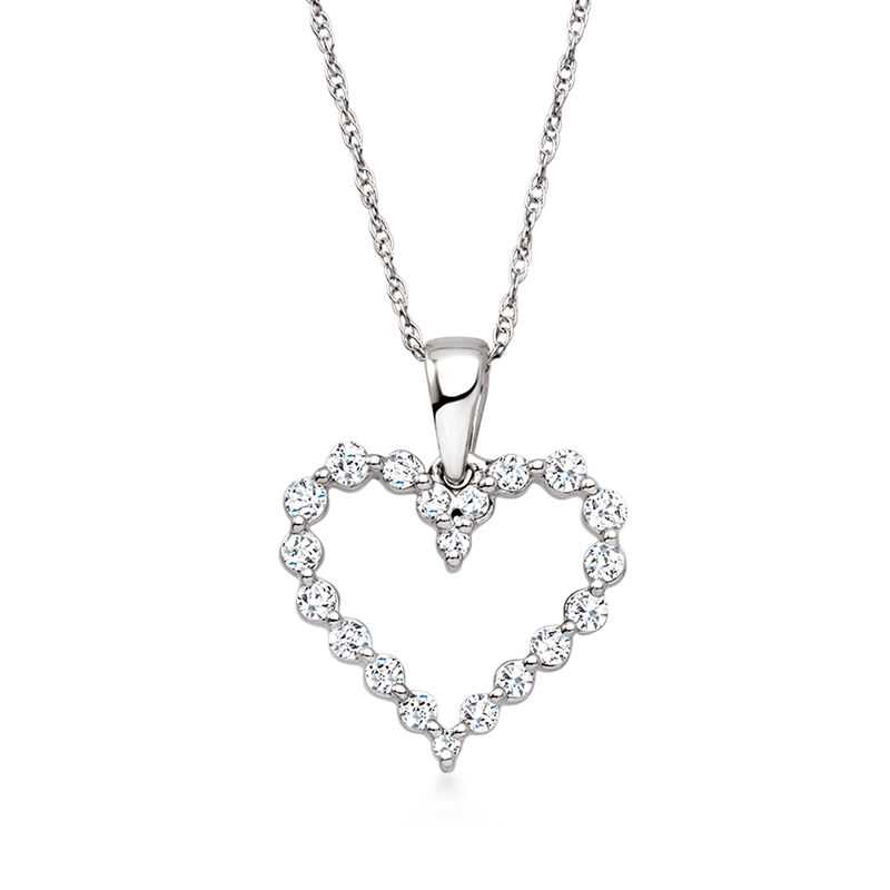 .25 ct. t.w. Lab-Grown Diamond Heart Pendant Necklace in 10kt White Gold. 18" image number 1