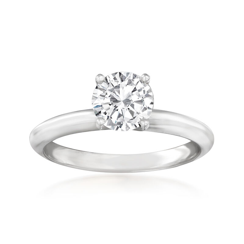 1.00 Carat Certified Diamond Engagement Ring in 14kt White Gold. Size 6 image number 0