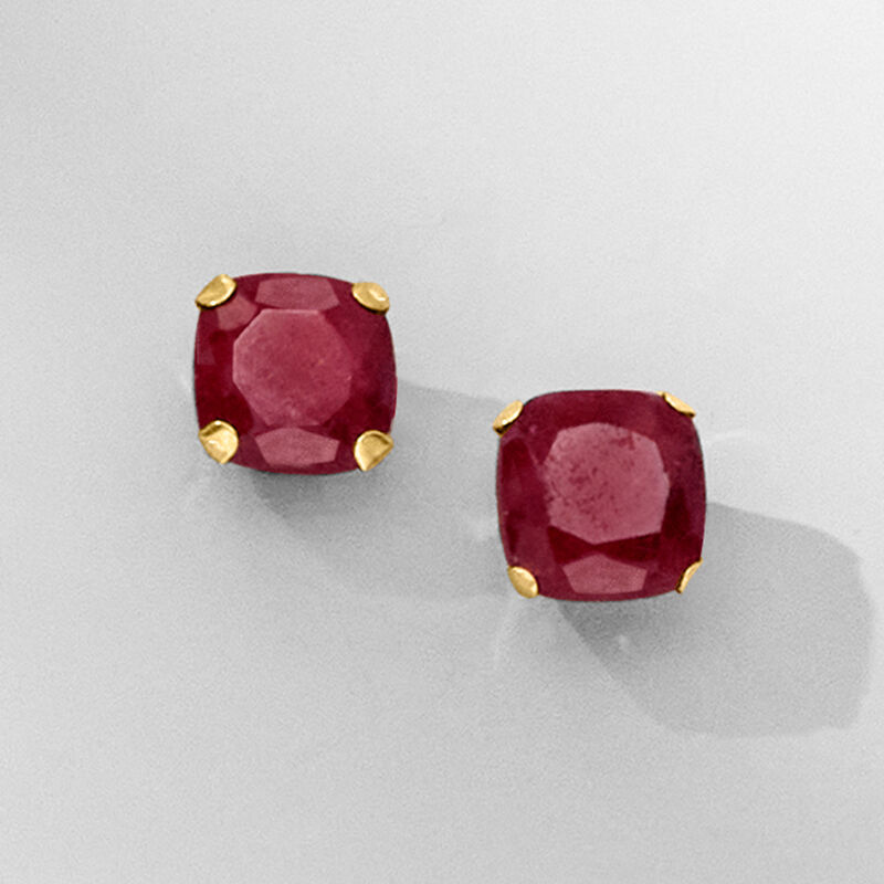 6.00 ct. t.w. Ruby Martini Stud Earrings in 14kt Yellow Gold image number 4