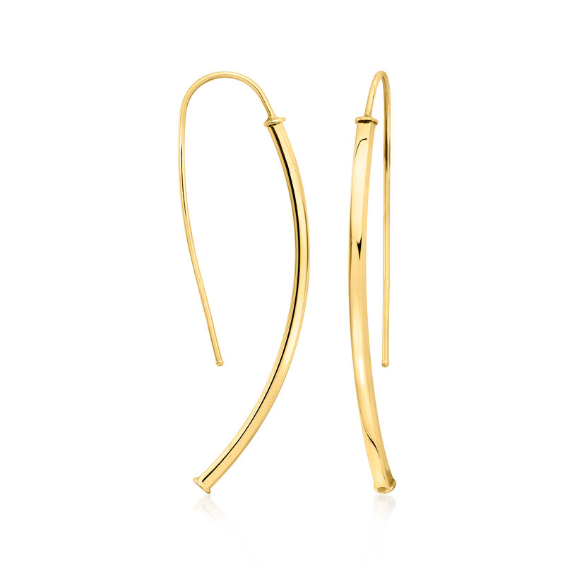 C. 2000 Vintage 14kt Yellow Gold Elongated Curved Bar Drop Earrings image number 2