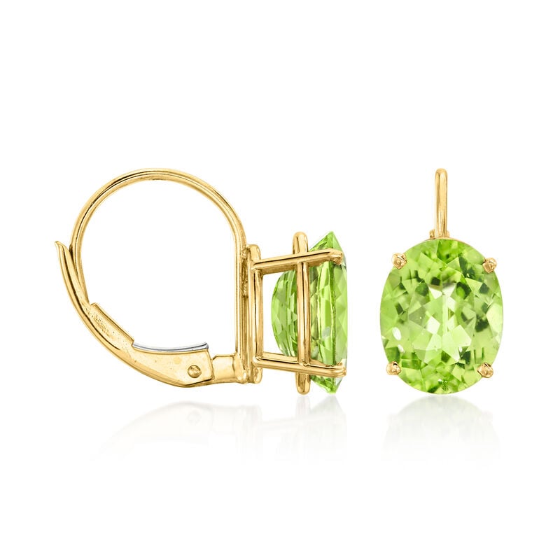 C. 1990 Vintage 5.20 ct. t.w. Peridot Drop Earrings in 14kt Yellow Gold image number 2