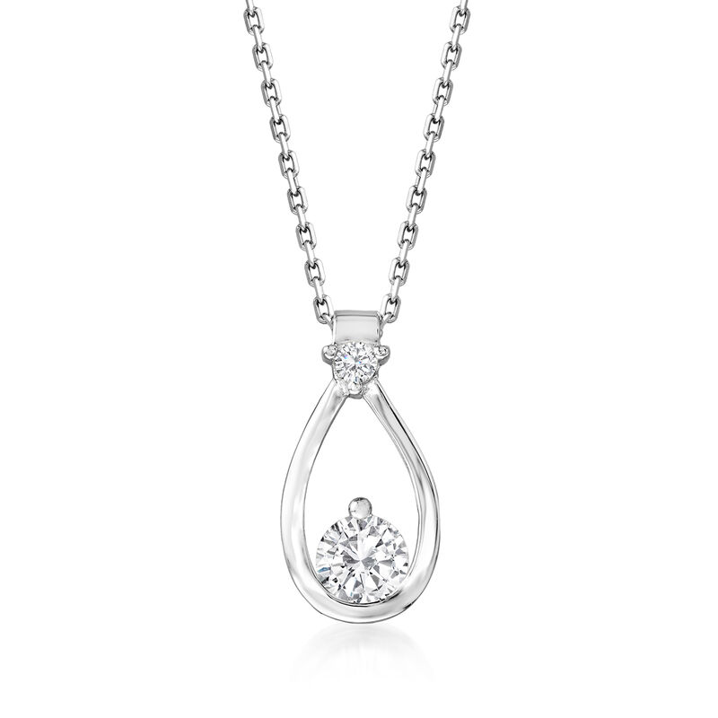 1.40 ct. t.w. CZ Jewelry Set: Pendant Necklace and Drop Earrings in Sterling Silver image number 3