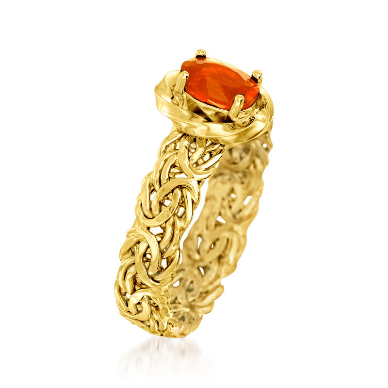 Fire Opal Byzantine Ring in 14kt Yellow Gold image number 2